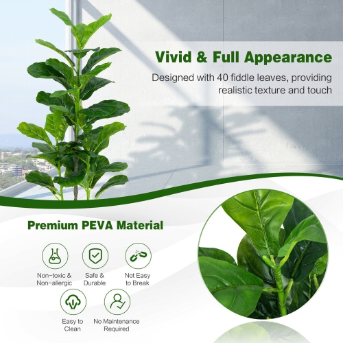 Gymax Artificial Tree 2-Pack Artificial Fiddle Leaf Fig Tree forIndoor & Outdoor