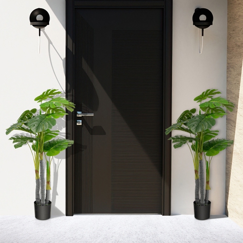 Gymax 4FT Artificial Tree Artificial Monstera Palm Tree Fake Plant for Indoor Outdoor