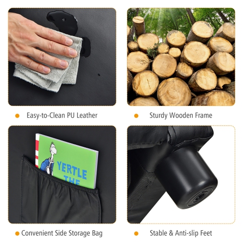 Gymax Kids Recliner Chair Adjustable Leather Sofa Armchair w/ Footrest Side Pocket