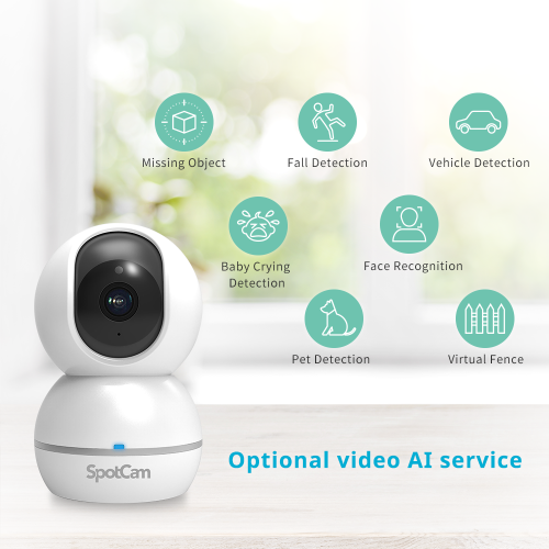 SpotCam Eva 2 Wireless Home Security Camera, 1080p, Indoor, Night Vision, Two-Way Talk, Motion & Sound Alert, Pan/Tilt, Automatic Human Tracking,