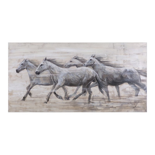 YOSEMITE HOME DECOR  "horses In The Wind" Wood Gallery Wrapped Wall Art In In Brown