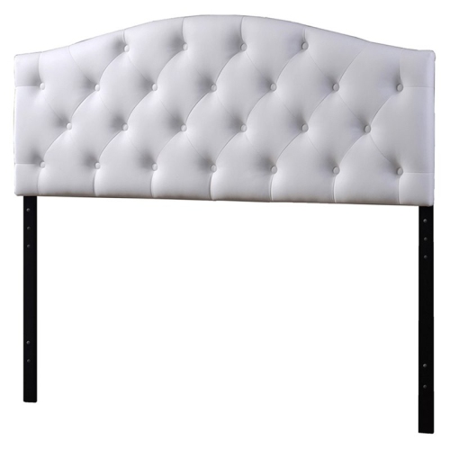 BAXTON STUDIO  Myra Faux Leather Tufted Full Panel Headboard In In White