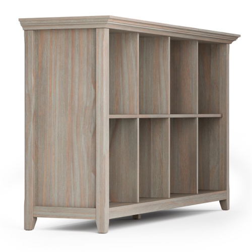 Simpli Home Amherst Transitional Solid Wood 8 Cube Bookcase in Distressed Gray