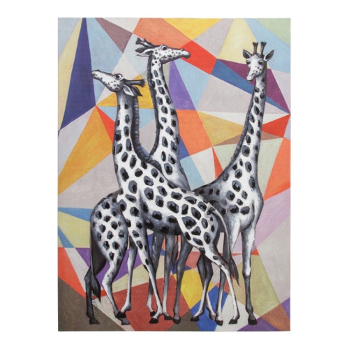 YOSEMITE HOME DECOR  "contemporary View Of Giraffes" Wood Wall Art In Multi-Color