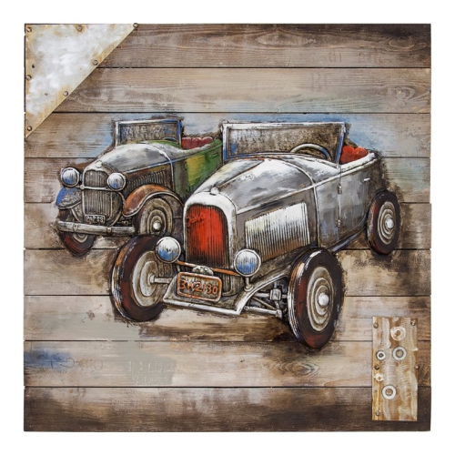 YOSEMITE HOME DECOR  "vintage Car Show" Wood Wall Art In Multi-Color