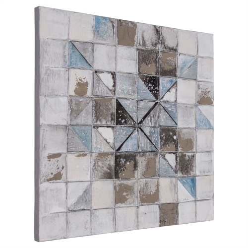 Yosemite Home Decor "Sky Fractal I" Wood Gallery Wrapped Wall Art in Gray