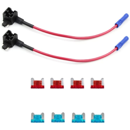 DOLAER  Automotive Car Truck 2 Pieces 16 Gauge Add-A-Circuit Fuse Tap Adapter for Low-Profile Mini Blade Type Fuse + 8 Pieces Low Profile Mini Fuse