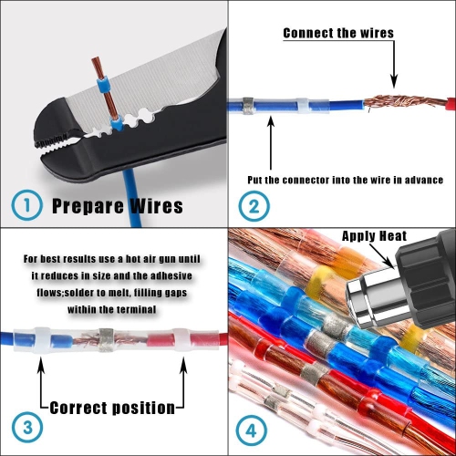 Premium Solder Seal Heat Shrink Butt Connectors 100 pcs Electrical Connectors Waterproof Marine Automotive Wire Connector Kit RED 18-22 AWG Gauge