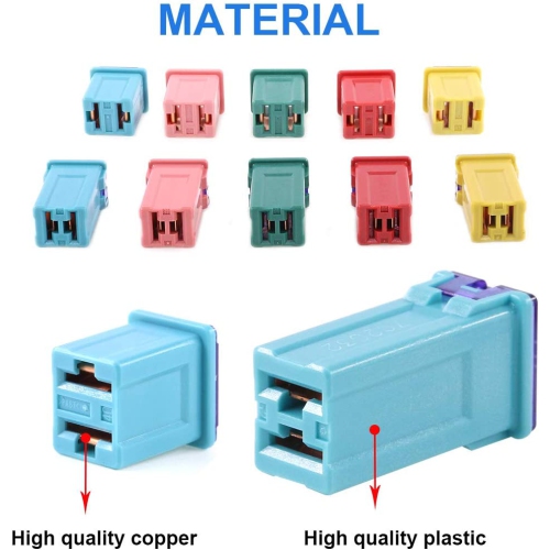 Fusible 10 pièces automobile, basse et haute/haute, forme de boîtier standard, 20 a, 30 a, 40 a, 50 a, 50 a, 50 a, pour Ford, Chevrolet/GM, Nissan et