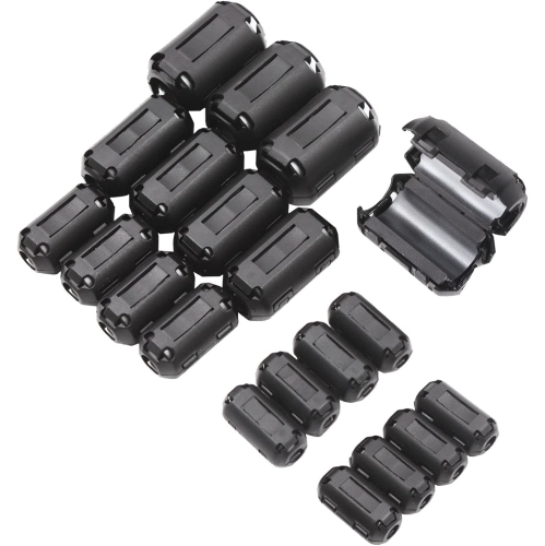 20 Pieces Clip-on Ferrite Ring Core RFI EMI Noise Suppressor Cable Clip for 3mm/ 5mm/ 7mm/ 9mm/ 13mm Diameter Cable, Black