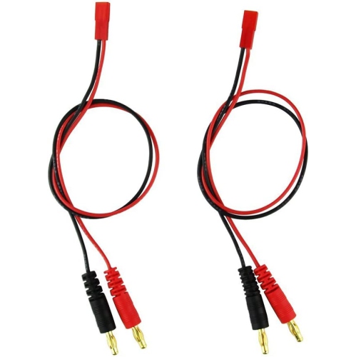 DOLAER  Rc 4MM 4.0MM Male Banana Plug Connector Charge Lead to Jst 20Awg Soft Silicon Charging Cable Wire 30Cm 11.8Inch Lipo Parts for Rc(Pack Of 2)