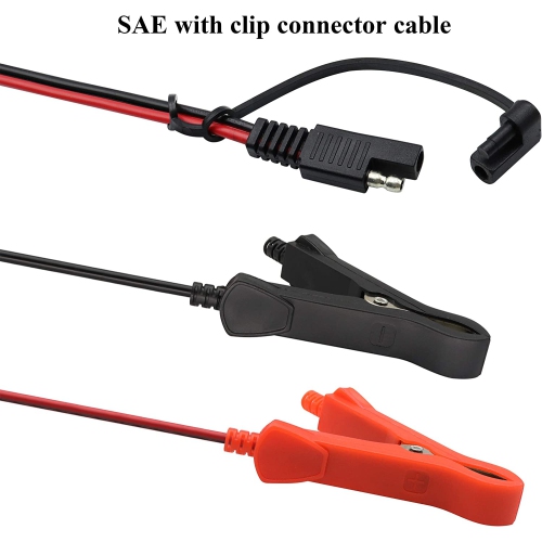 SAE Extension Cable 16 AWG Wire Harness SAE to Battery Alligator Crocodile Clip12V DC Extension Cord with Switch Quick Connect/Disconnect Snap Action