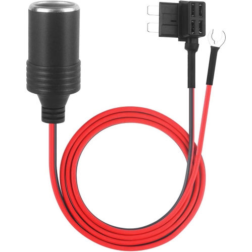 1m Car Cigarette Lighter with Fuses Kit Car Cigarette Lighter Adapter Add-a-Circuit TAP Adapter Lead 1.0mm Cable with 12V Fuse Holder for Micro Mini