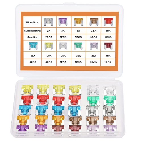 DOLAER  30PCs Car Fuse Kit - Micro Blade Fuses Automotive (Low Profile Mini Fuse) - Replacement Fuses Assortment Kit for Car/rv/truck/motor (2Amp 3A