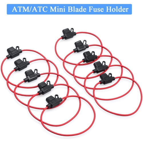 10PCS Inline Fuse Holder ATM Waterproof Mini Blade Automotive Wire Fuse Holder 14 AWG for 12V 20A Fuses Car Boat RV