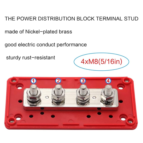 2 PCS 300A Bus Bar Box Heavy Duty Module Design Battery Power Distribution Junction Terminal Block with 4X M8(5/16') Copper Terminal Studs Marine