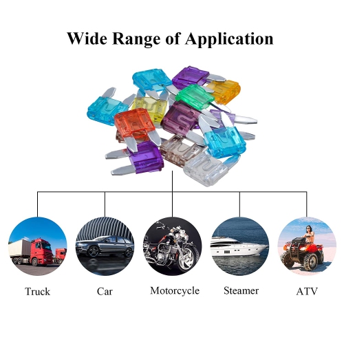 145pcs Mini Blade Fuses Assortment Auto Car Motorcycle Truck Fuses Kit 3A 5A 7.5A 10A 15A 20A 25A 30A 35A 40A Boat Camper RV ATV UTV Automotive