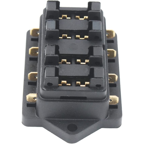 4 Way Car Standard Blade Fuse Holder Box, with 10pcs Blade Fuse (3A/5A/7.5A/10A/15A/20A/25A/30A/35A/40A) and 8pcs Terminals, for Car/Boat/Marine/Trike