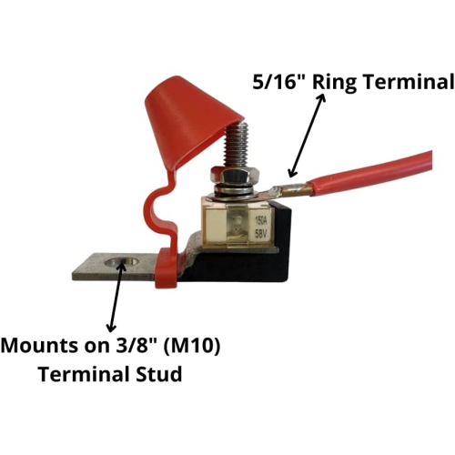 (150A) HABF Terminal Fuse Block Kit for Multiple Batteries Ignition Boat Truck RV Construction Vehicles, Max Voltage 58V Single Stud M8 + Battery Fuse