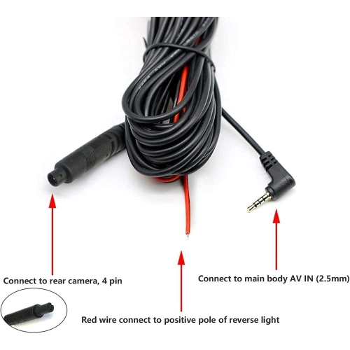 G840S /G850/G900 50Feet WDR Rear Camera Extension Cord Cable for Mirror Dash Cam(4 pin, 2.5mm)…