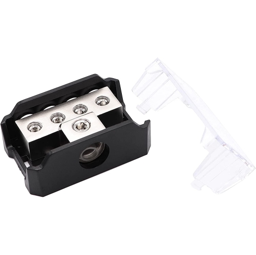 2 blocs de distribution d'alimentation TuoLauthon à 4 voies, 1 calibre 0/2/4 AWG in et 4 x 4/8/10 amplificateur de mise à la terre pour répartiteur