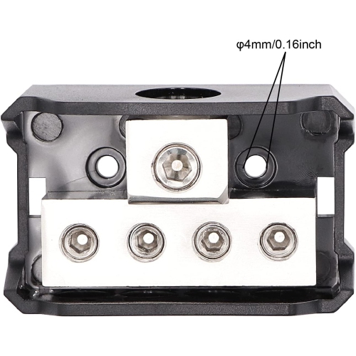 2 blocs de distribution d'alimentation TuoLauthon à 4 voies, 1 calibre 0/2/4 AWG in et 4 x 4/8/10 amplificateur de mise à la terre pour répartiteur