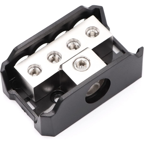 2 blocs de distribution d'alimentation TuoLauthon à 4 voies, 1 calibre 0/2/4 AWG in et 4 x 4/8/10 amplificateur de mise à la terre pour répartiteur