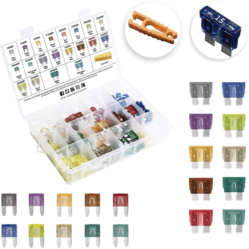 DOLAER  [Ul Listed] 220PC Assorted Standard Auto Car Truck Blade Fuses Set- 2A 3A 5A 7.5A 10A 15A 20A 25A 30A 35A-Atc/apr/ato+Atm Mini Automotive