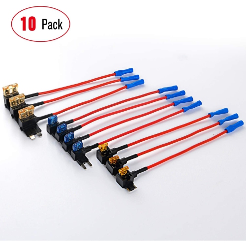 DOLAER  - 50040R 12V Car Add-A-Circuit Fuse Adapter \w Standard And Mini Tap Profile Tap Blade Fuse for Cars Trucks Boats, 10 Pack Fuse Holder-3