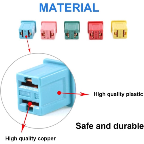 10Pcs Automotive Low Profile Box Shaped Mini Fuse 20A 30A 40A 50A 60A Fuse Assortment Kit for Ford, Chevy/GM, Nissan, and Toyota Pickup Trucks, Cars