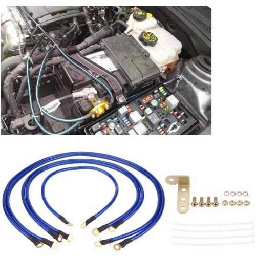 grounding kit car-Acouto Car Grounding Kit Universal 5-Point Auto Earth Cable System Ground Grounding Wire Kit
