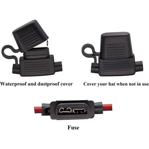 Crocodile Clip Cable 16 AWG Wire Harness SAE to Battery Alligator Crocodile Clip12V DC Extension Cord with Switch and Fuse Box Quick