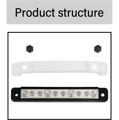 Busbar Distribution Block 4 x 1/4' Studs 6 x M4 Screw Terminal Blocks with Cover 150 Amp Rating Automotive Marine Battery Bus Bars