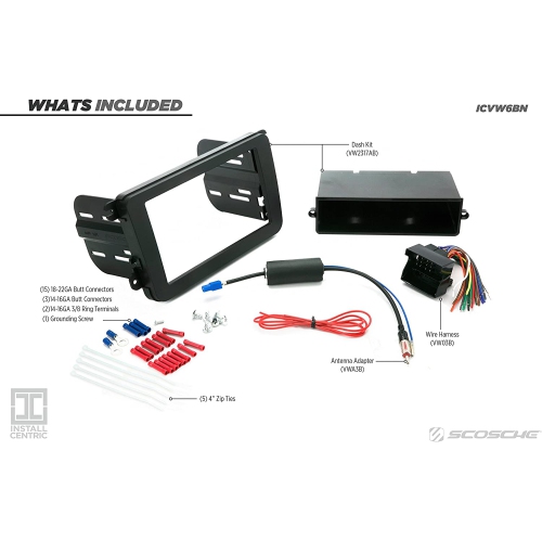 Install Centric ICVW6BN Compatible with Select Volkswagen 2006-15 Double DIN Complete Installation Solution w/Interface for Installing an Aftermarket