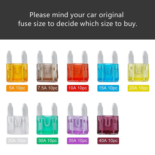 Auto Car Blade Fuses Assortment Kit – 90Pcs Mini for Car Boat Truck SUV Automotive Replacement Fuses