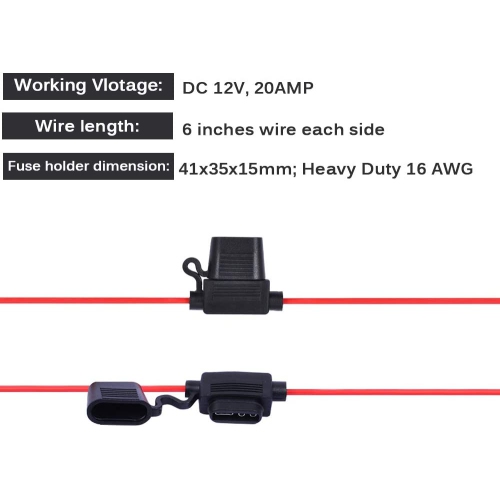 Car Fuse Assortment Kit(100PCS) - 2A 3A 5A 7.5A 10A 15A 20A 25A 30A 35A - ATO/ATC/ATS/APR Auto Standard Blade Fuse Set with 10Pcs 16 AWG Inline Fuse