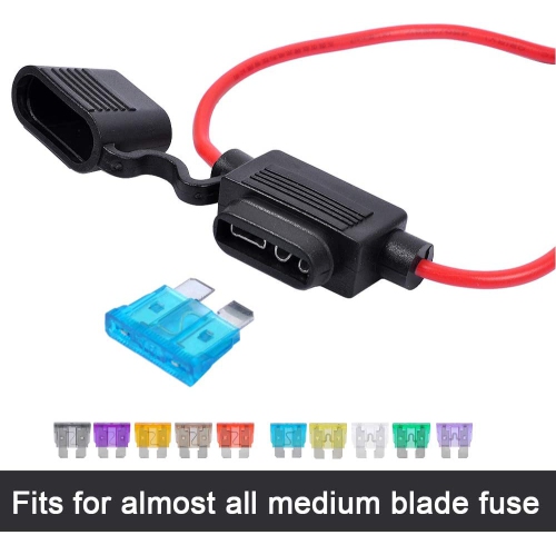Car Fuse Assortment Kit(100PCS) - 2A 3A 5A 7.5A 10A 15A 20A 25A 30A 35A - ATO/ATC/ATS/APR Auto Standard Blade Fuse Set with 10Pcs 16 AWG Inline Fuse