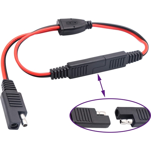SAE Y Splitter Extension Cable SAE 1 to 2 SAE DC Power Automotive Extension Cable 2 Pin Quick Connect Disconnect Plug SAE Connector 18AwG Wire for