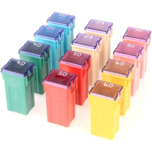 12pcs 12V-24V Automotive Tall Profile Jcase Box Shaped Assorted Fuse for Trucks,Cars and SUV,Boat(20A/25A/30A/40A/50A/60A,Each 2pcs)