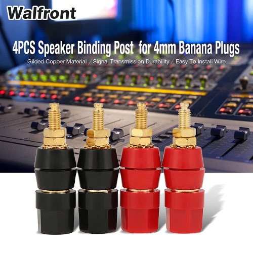 4 Pcs Banana Socket, Test Probe Audio Speaker Terminal Binding Post Banana Plug Socket Adapter Connector, 4mm Panel Mount Banana Socket, Black and Red