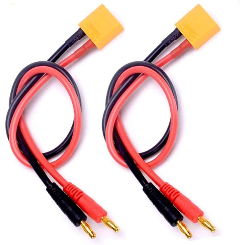 DOLAER  Rc 2 PCs Xt90 Male to 4.0MM Banana Connector \w 30Cm 11.8Inch 14 Awg Silicone Cable Charger Wire Lipo Battery Connect Cable for Fpv Rc Power