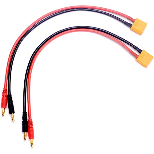 RC 2 pcs XT90 Male to 4.0mm Banana Connector with 30cm 11.8inch 14 AWG Silicone Cable Charger Wire Lipo Battery Connect Cable for FPV RC Power Supply