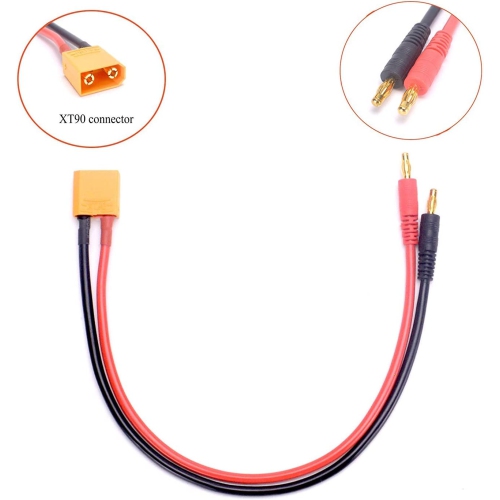RC 2 pcs XT90 Male to 4.0mm Banana Connector with 30cm 11.8inch 14 AWG Silicone Cable Charger Wire Lipo Battery Connect Cable for FPV RC Power Supply