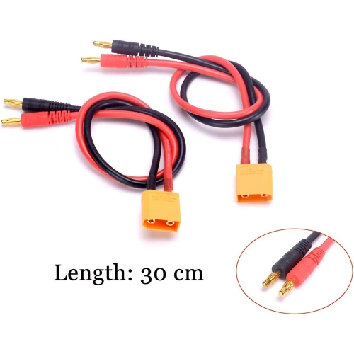 RC 2 pcs XT90 Male to 4.0mm Banana Connector with 30cm 11.8inch 14 AWG Silicone Cable Charger Wire Lipo Battery Connect Cable for FPV RC Power Supply