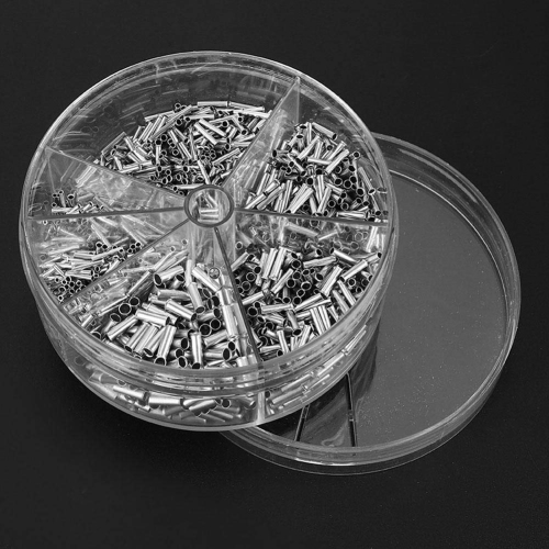 1900 Pieces Bare Non Insulated Butt Connector Cable Wire Crimp Terminals Electrical Splice DIY Assortment Kit with Storage Case