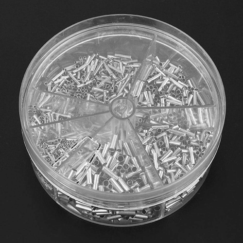 1900 Pieces Bare Non Insulated Butt Connector Cable Wire Crimp Terminals Electrical Splice DIY Assortment Kit with Storage Case