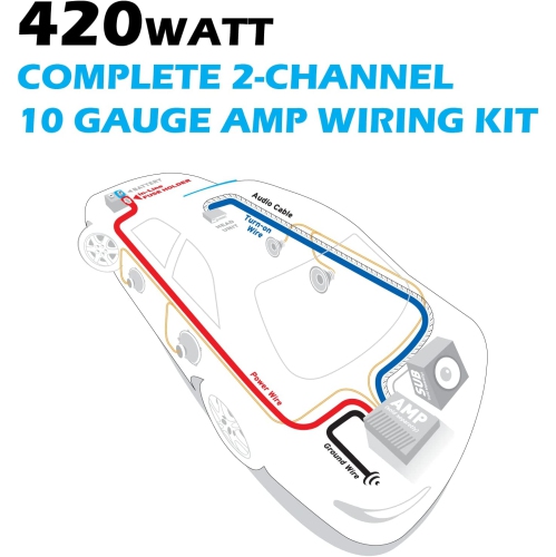 Install Centric ICAK10 True 10 Gauge Hybrid OFC 2-Channel High Current Amplifier Wiring Kit Complete Car Amp Kit Twisted Pair Audio Cables, in-Line