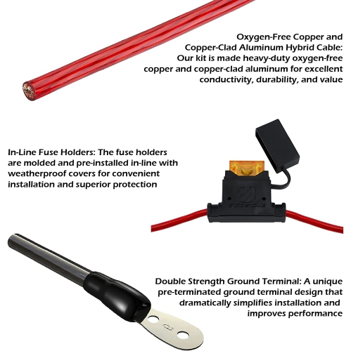 Install Centric ICAK10 True 10 Gauge Hybrid OFC 2-Channel High Current Amplifier Wiring Kit Complete Car Amp Kit Twisted Pair Audio Cables, in-Line
