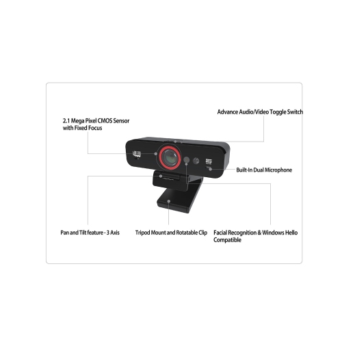 Adesso 1080P HD Fixed Focus USB Webcam Webcam