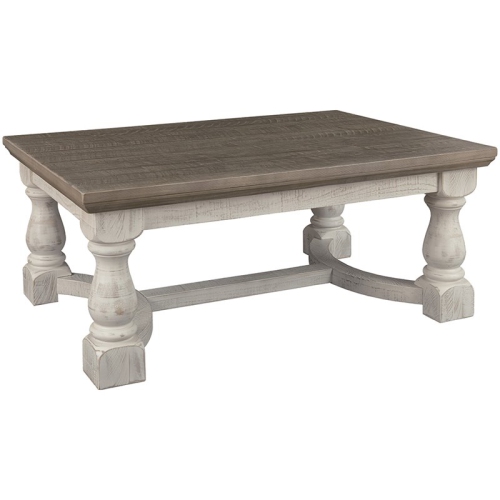 BOWERY HILL  Modern Wood Top Coffee Table In Gray And Finish In White